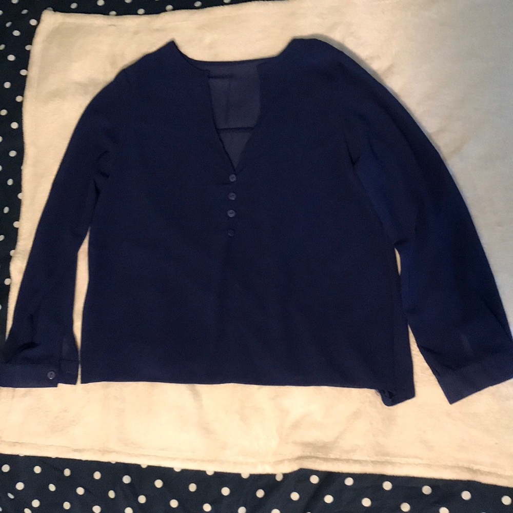 Royal blue sheer blouse.